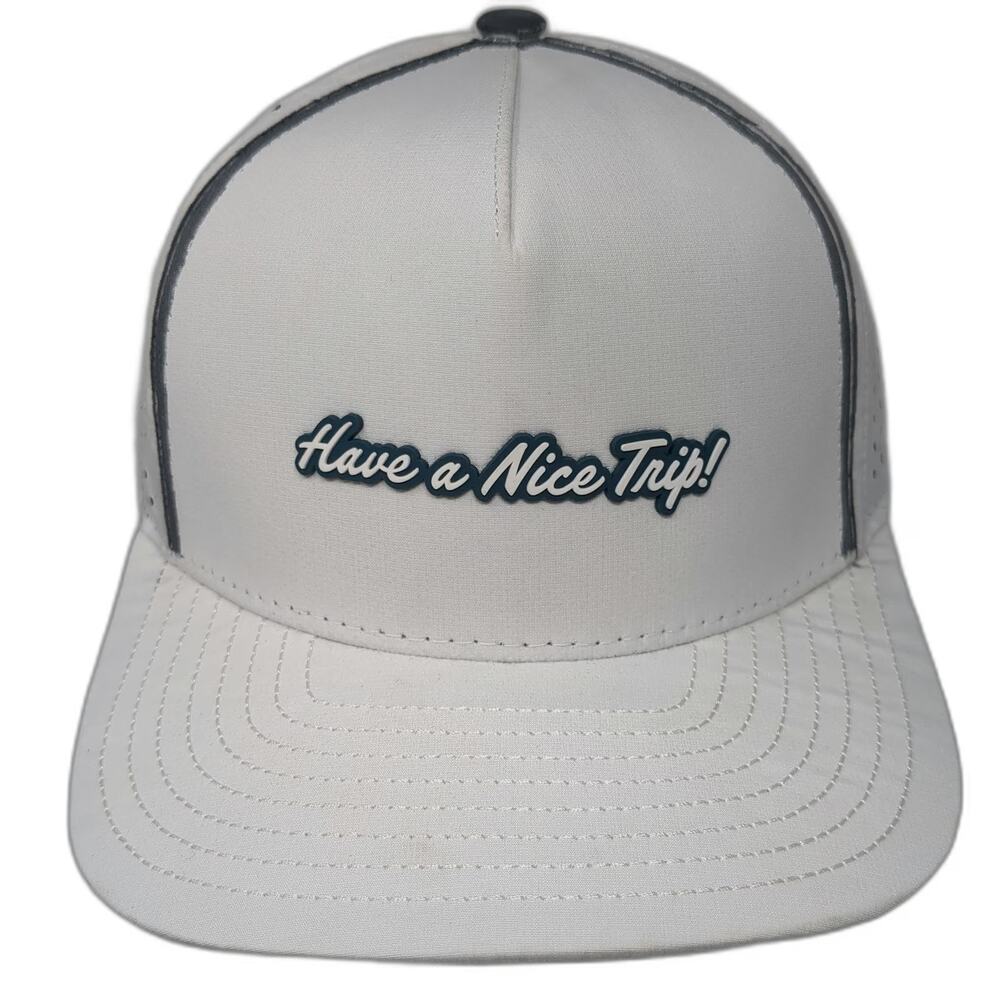 Road Trip Trucker Hat White One Size Snapback 5 Panel Mushroom Smiley Face